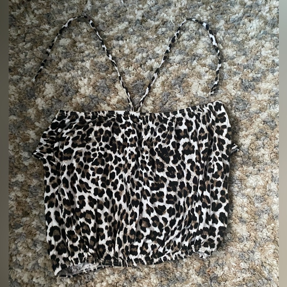 FLOWERS BY ZOE Leopard Halter Top